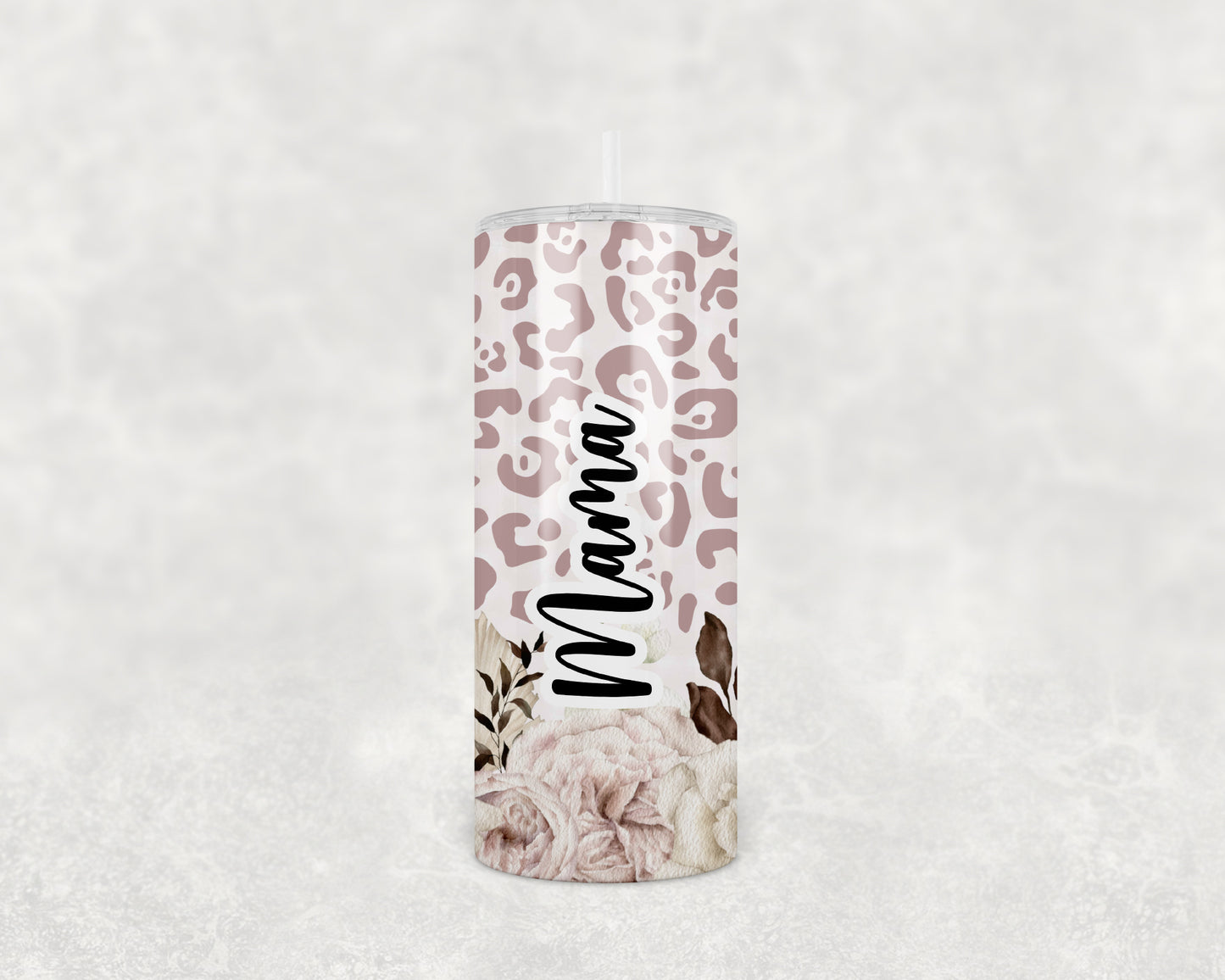 Leopard Rose Boho Personalised Tumbler 15oz (443mls)