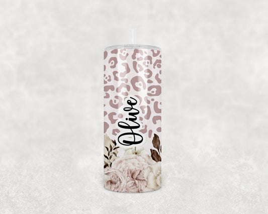 Leopard Rose Boho Personalised Tumbler 15oz (443mls)