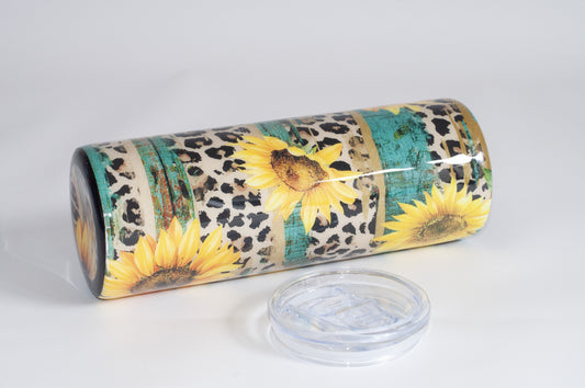 Leopard Sunflower Tumbler - 20oz Skinny