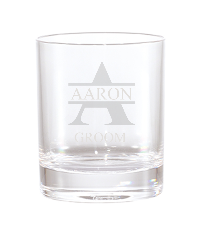 Lowball Whiskey Glass - Split Monogram (Name + Title)