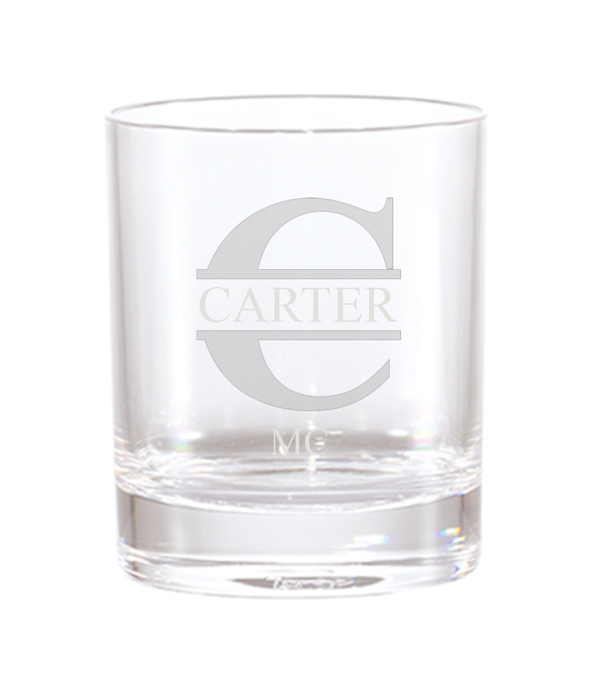 Lowball Whiskey Glass - Split Monogram (Name + Title)