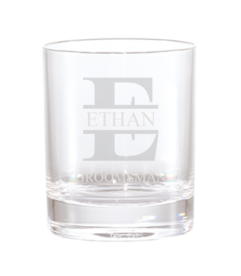 Lowball Whiskey Glass - Split Monogram (Name + Title)