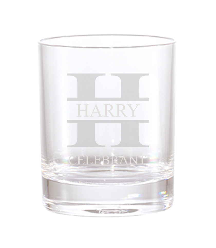 Lowball Whiskey Glass - Split Monogram (Name + Title)