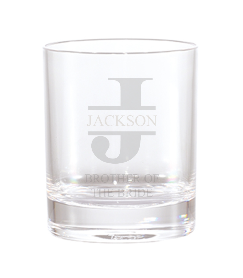 Lowball Whiskey Glass - Split Monogram (Name + Title)