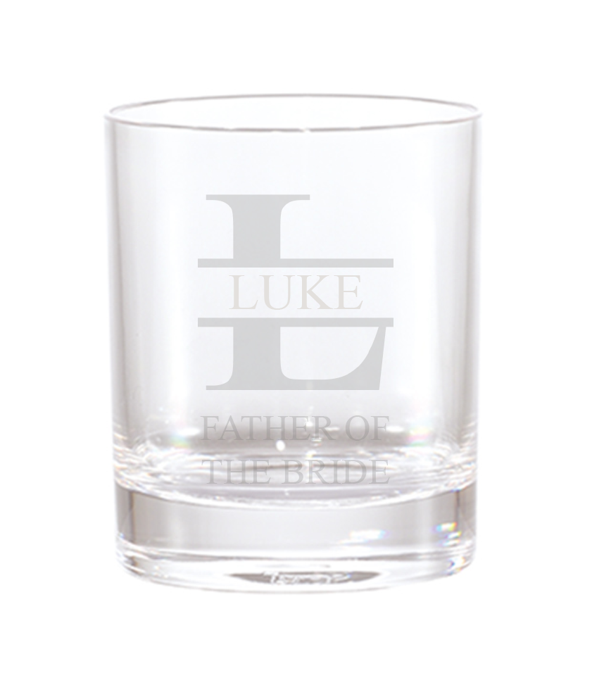 Lowball Whiskey Glass - Split Monogram (Name + Title)