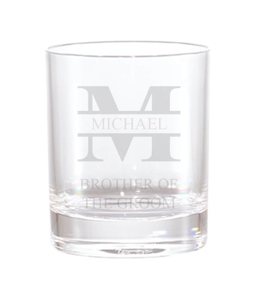 Lowball Whiskey Glass - Split Monogram (Name + Title)