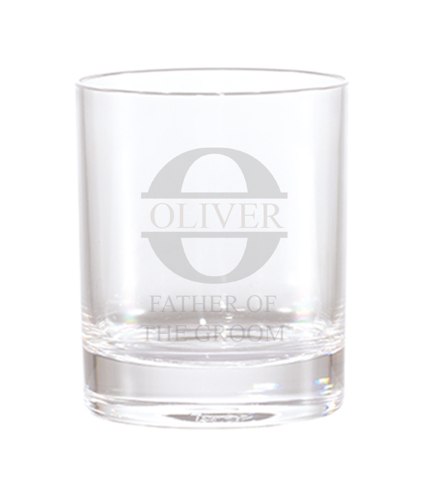 Lowball Whiskey Glass - Split Monogram (Name + Title)