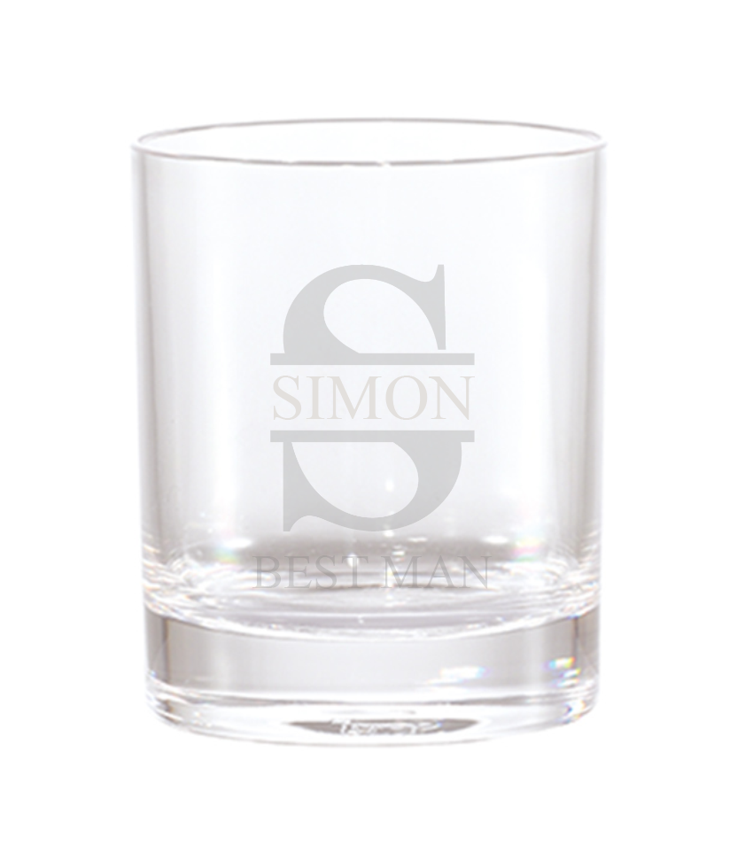 Lowball Whiskey Glass - Split Monogram (Name + Title)