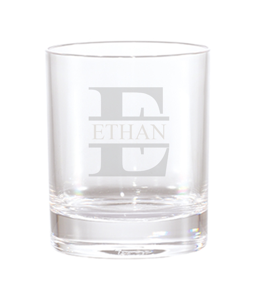 Lowball Whiskey Glass - Split Monogram (Name only)