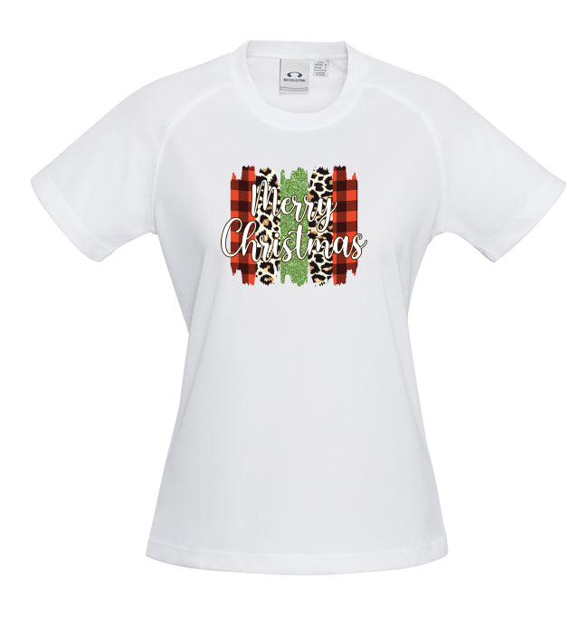 Merry Christmas Cheetah Plaid T-Shirt