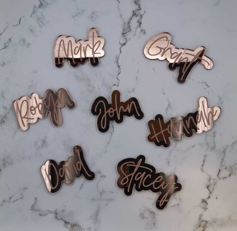 Mirror Acrylic Name Cut Outs - Gold, Silver or Rose Gold