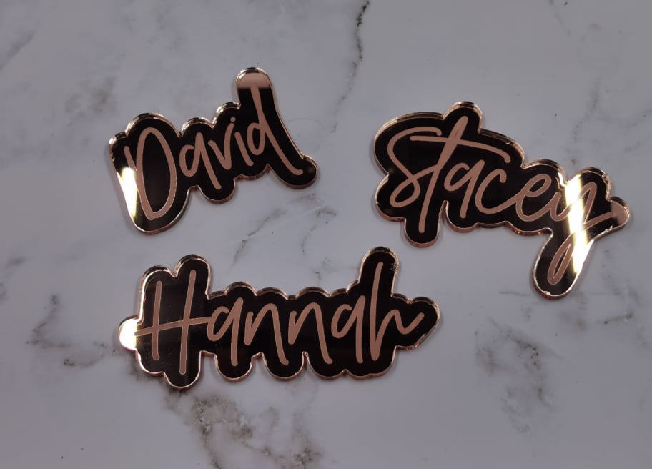 Mirror Acrylic Name Cut Outs - Gold, Silver or Rose Gold