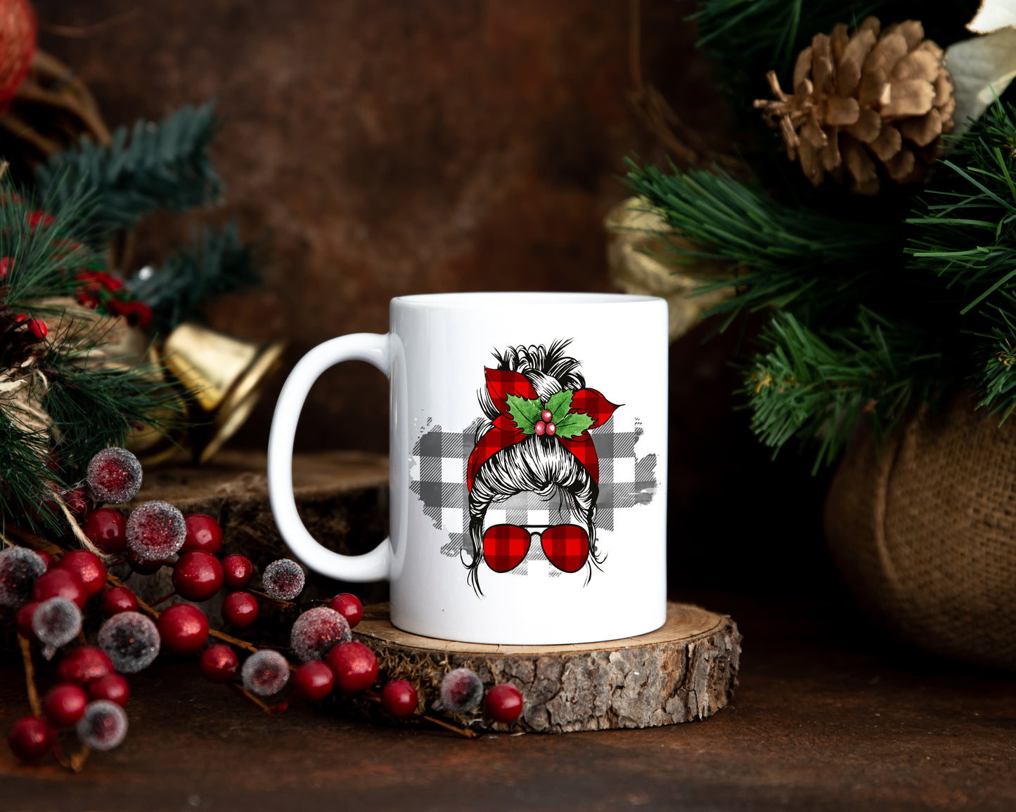 Mum Bun Christmas Coffee Mug