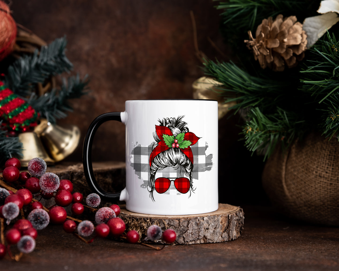 Mum Bun Christmas Coffee Mug