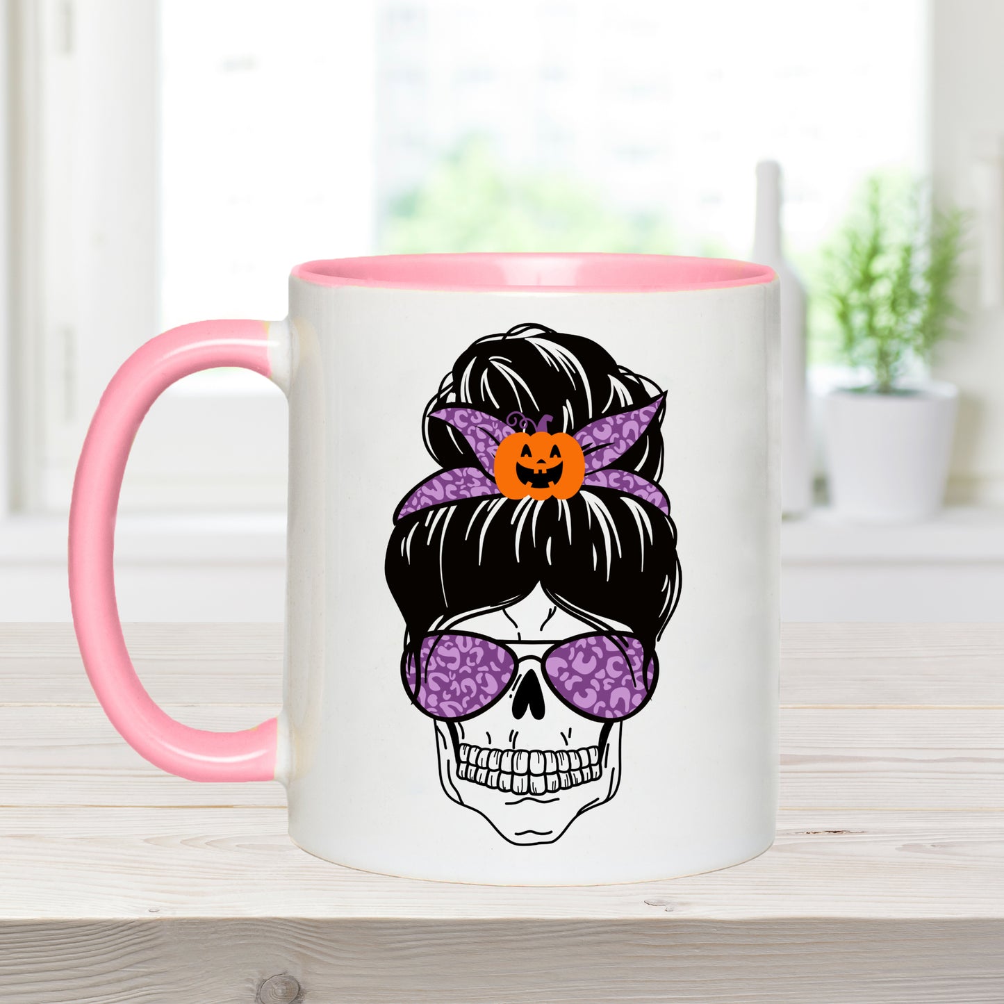 Mum Skull Messy Bun Halloween Coffee Mug