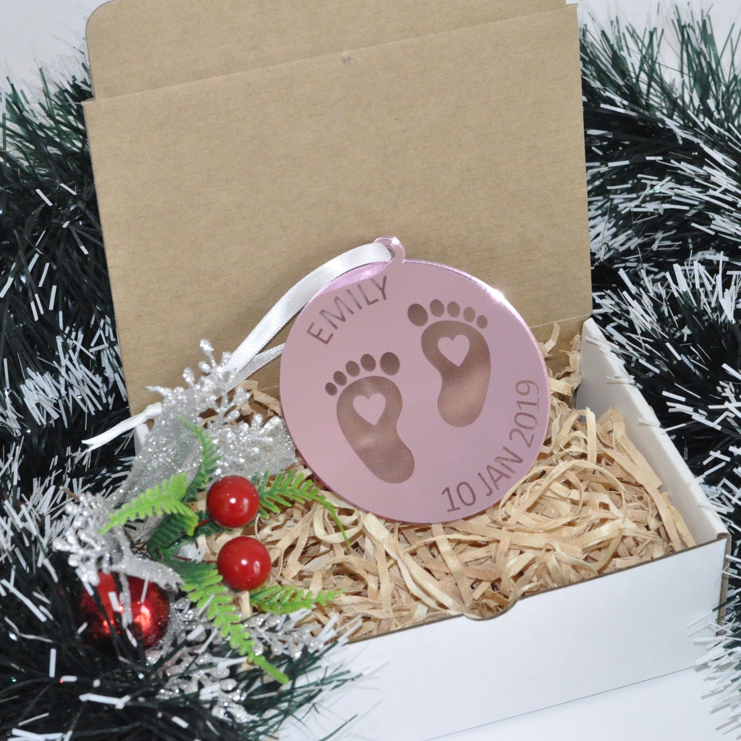 Personalised Christmas Tree Baby Feet Bauble - Baby Loss NZ Fundraiser