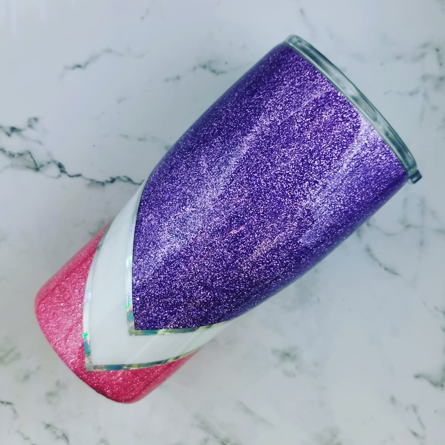 Pink & Purple Glitter Tracksuit Split Tumbler - 20oz Modern Curve