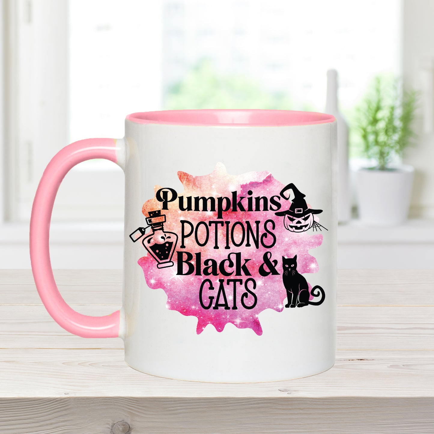 Pumpkins Potions Black & Cats Halloween Coffee Mug