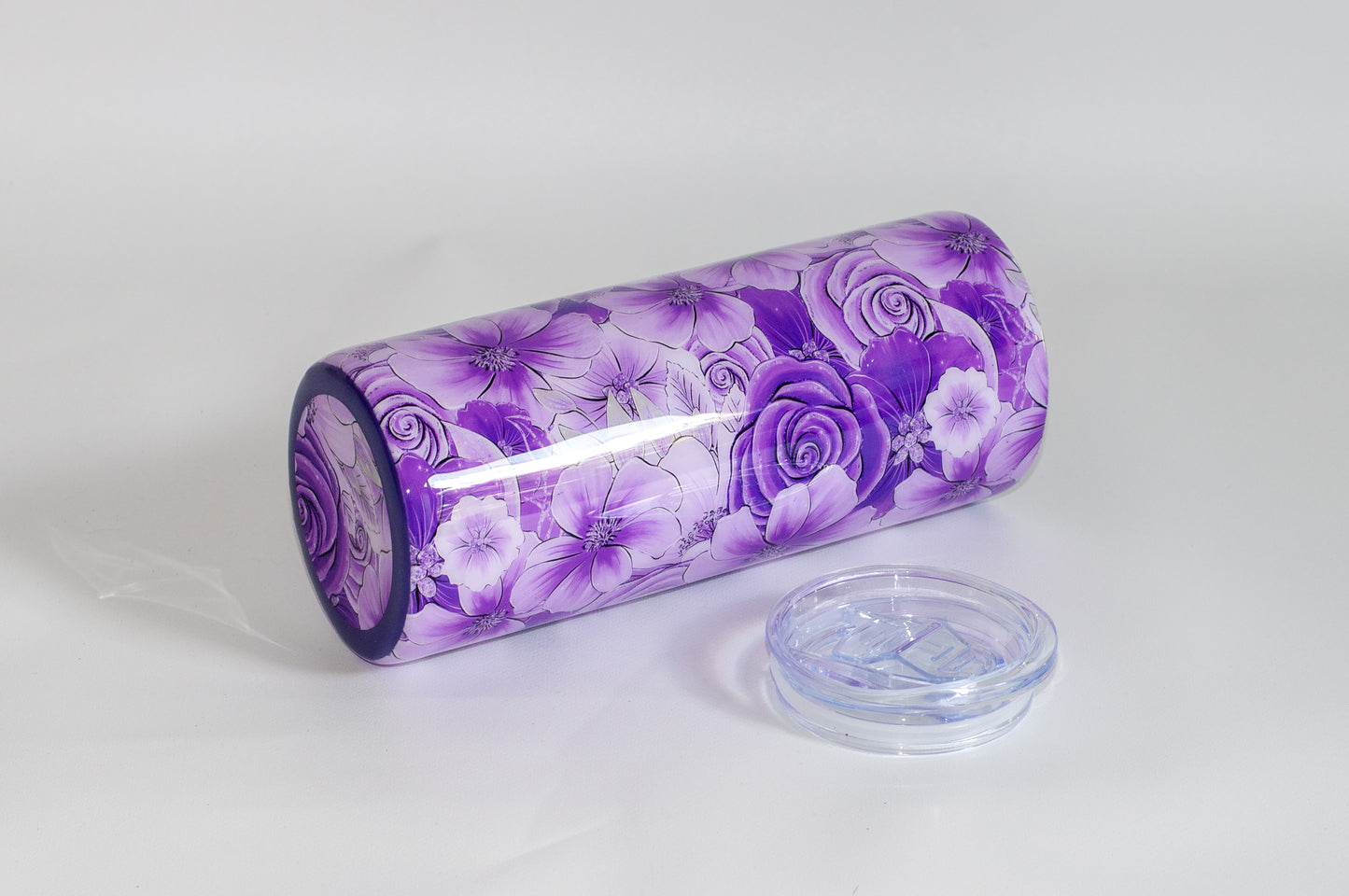 Purple Flowers Tumbler - 20oz Skinny