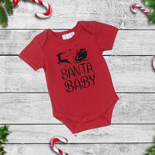 Santa Baby - Red Short Sleeve Christmas Onesie