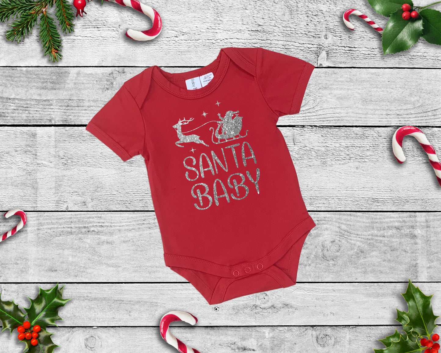 Santa Baby - Red Short Sleeve Christmas Onesie