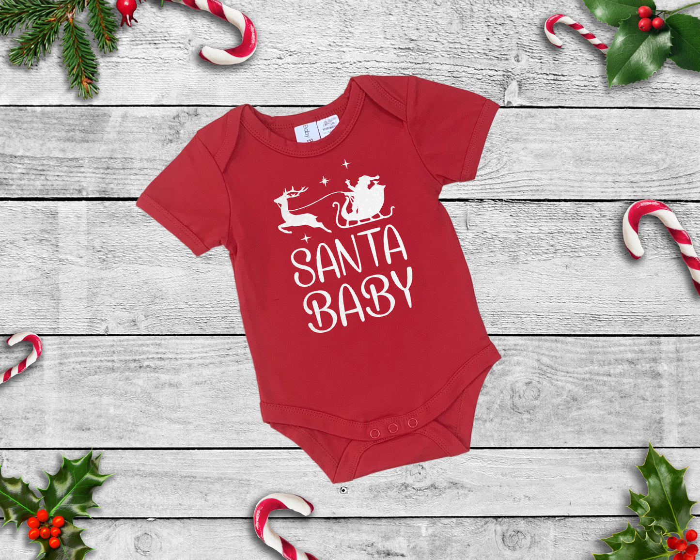 Santa Baby - Red Short Sleeve Christmas Onesie