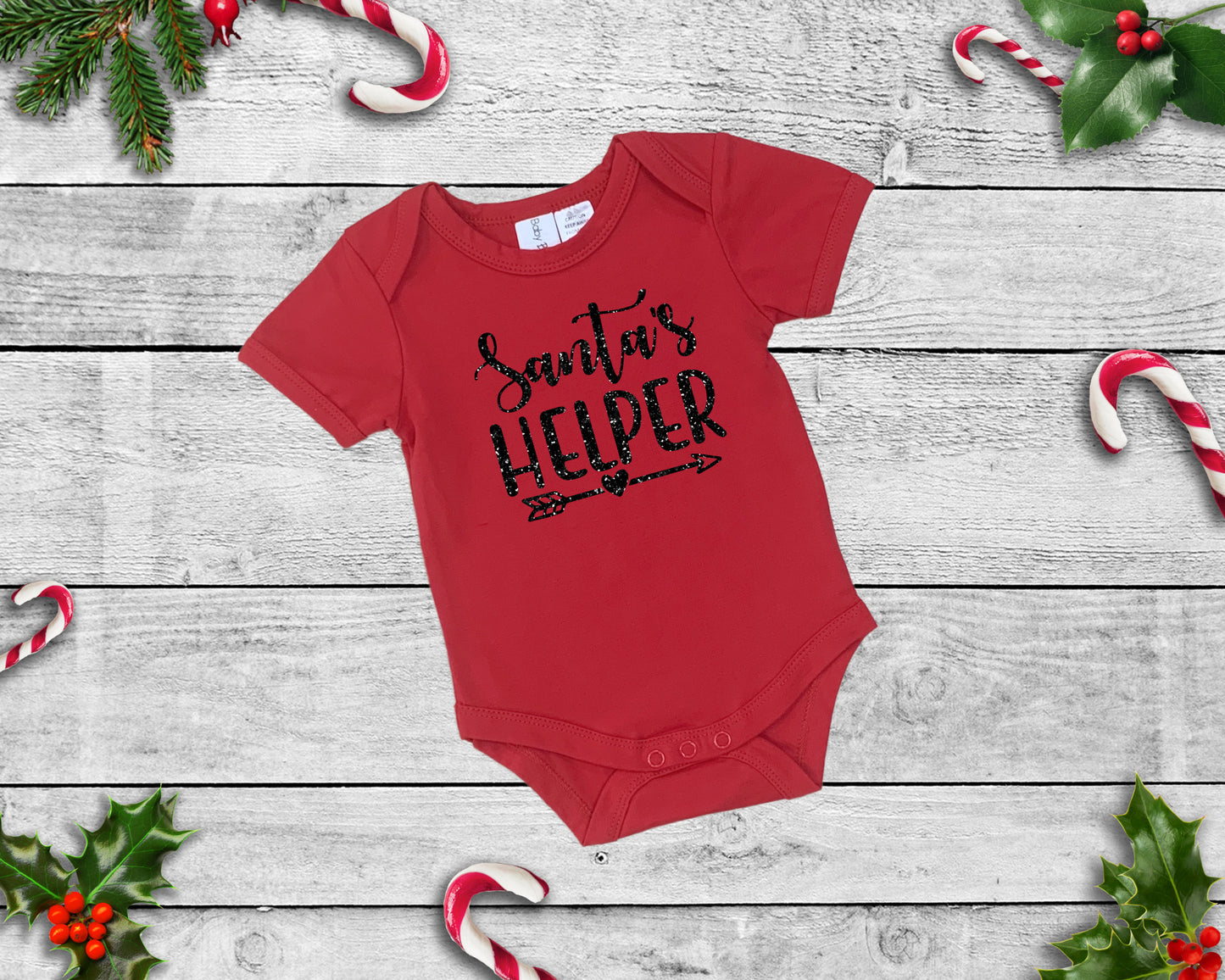 Santa's Helper - Red Short Sleeve Christmas Onesie