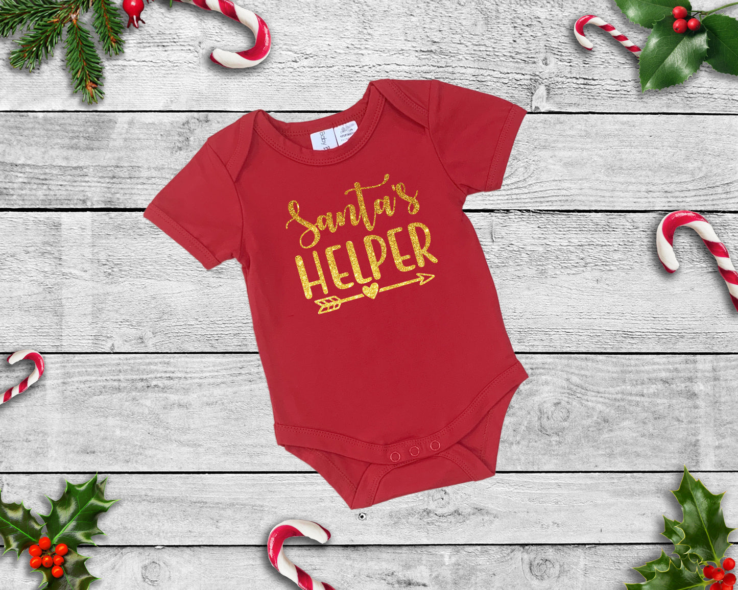 Santa's Helper - Red Short Sleeve Christmas Onesie