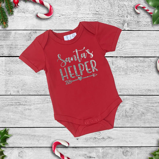 Santa's Helper - Red Short Sleeve Christmas Onesie