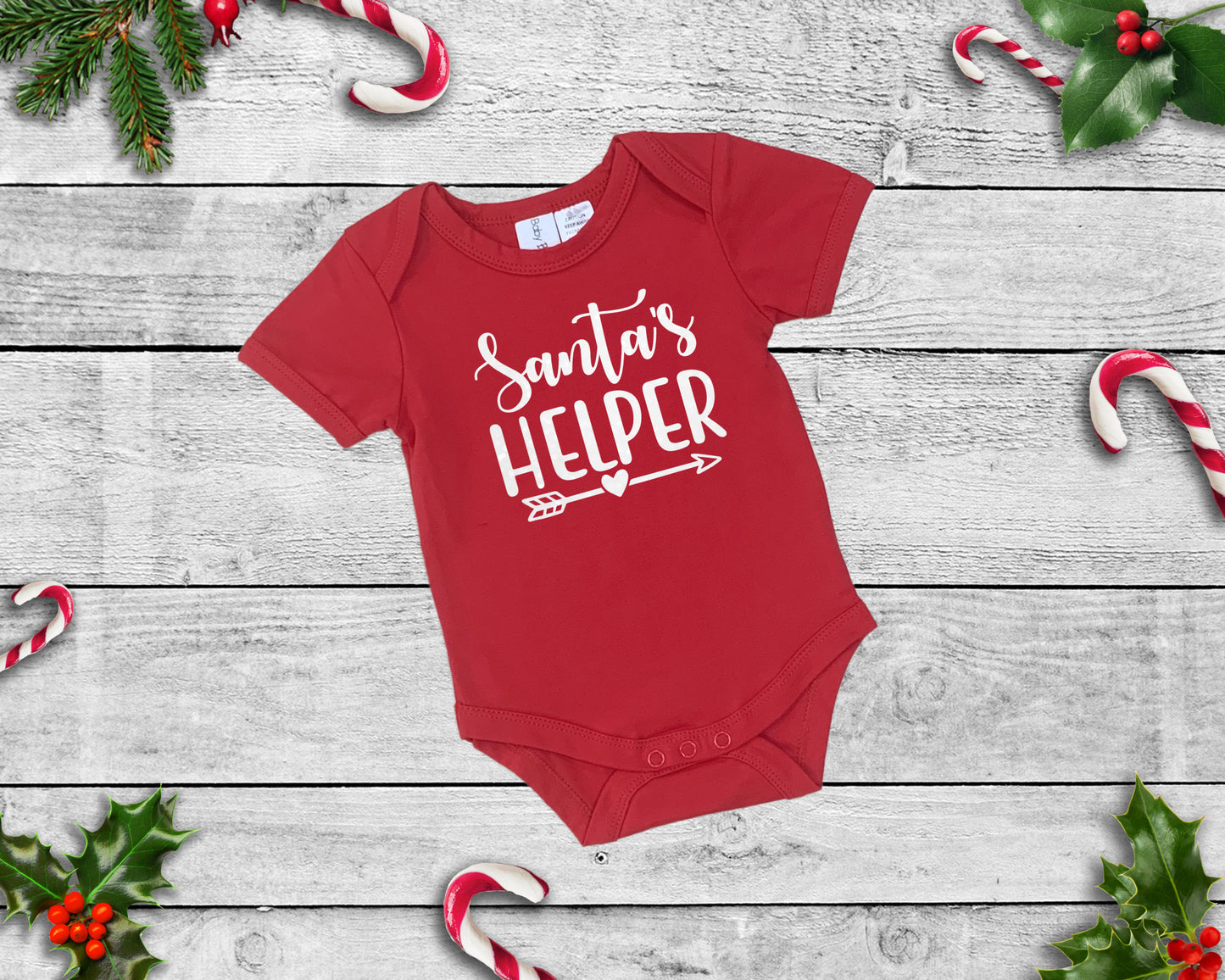 Santa's Helper - Red Short Sleeve Christmas Onesie