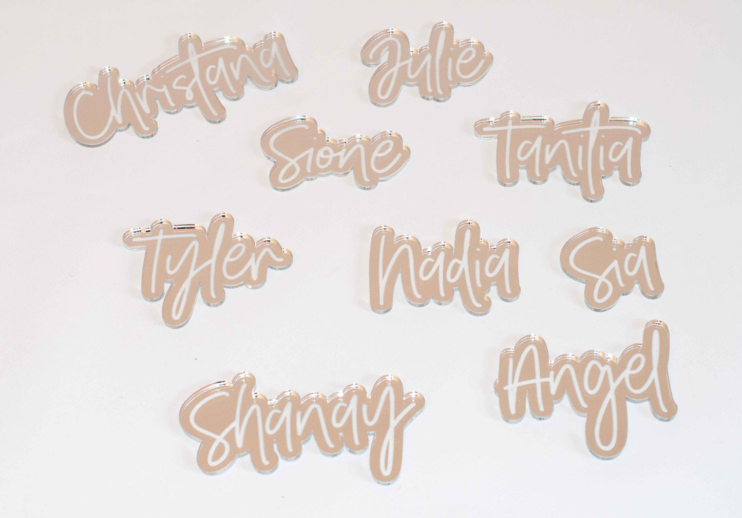 Mirror Acrylic Name Cut Outs - Gold, Silver or Rose Gold