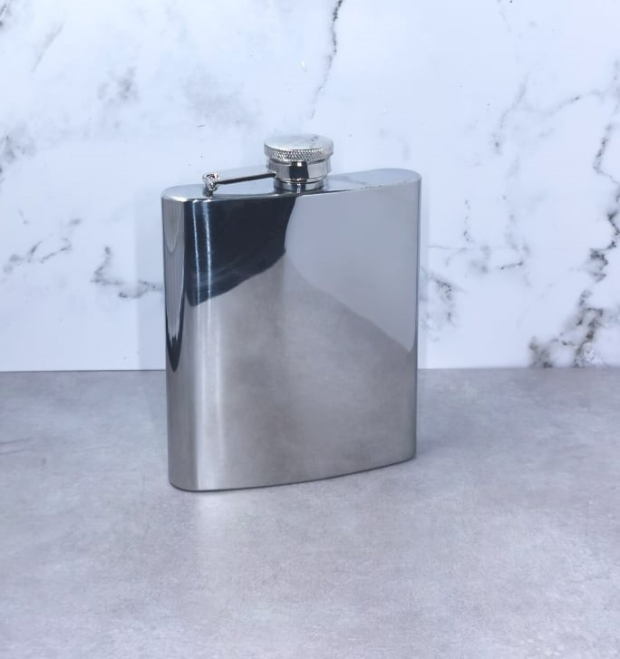 Personalised Silver Hip Flasks - Suit Themed