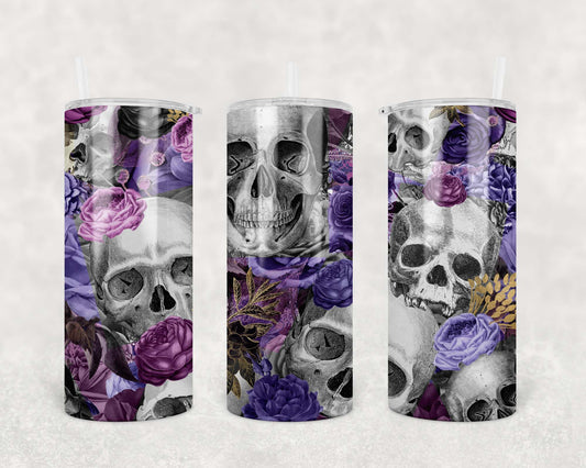 Floral Skull Purple Tumbler 15oz (443mls)