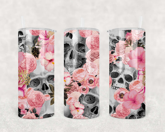 Pink Rose Skull Tumbler 15oz (443mls)