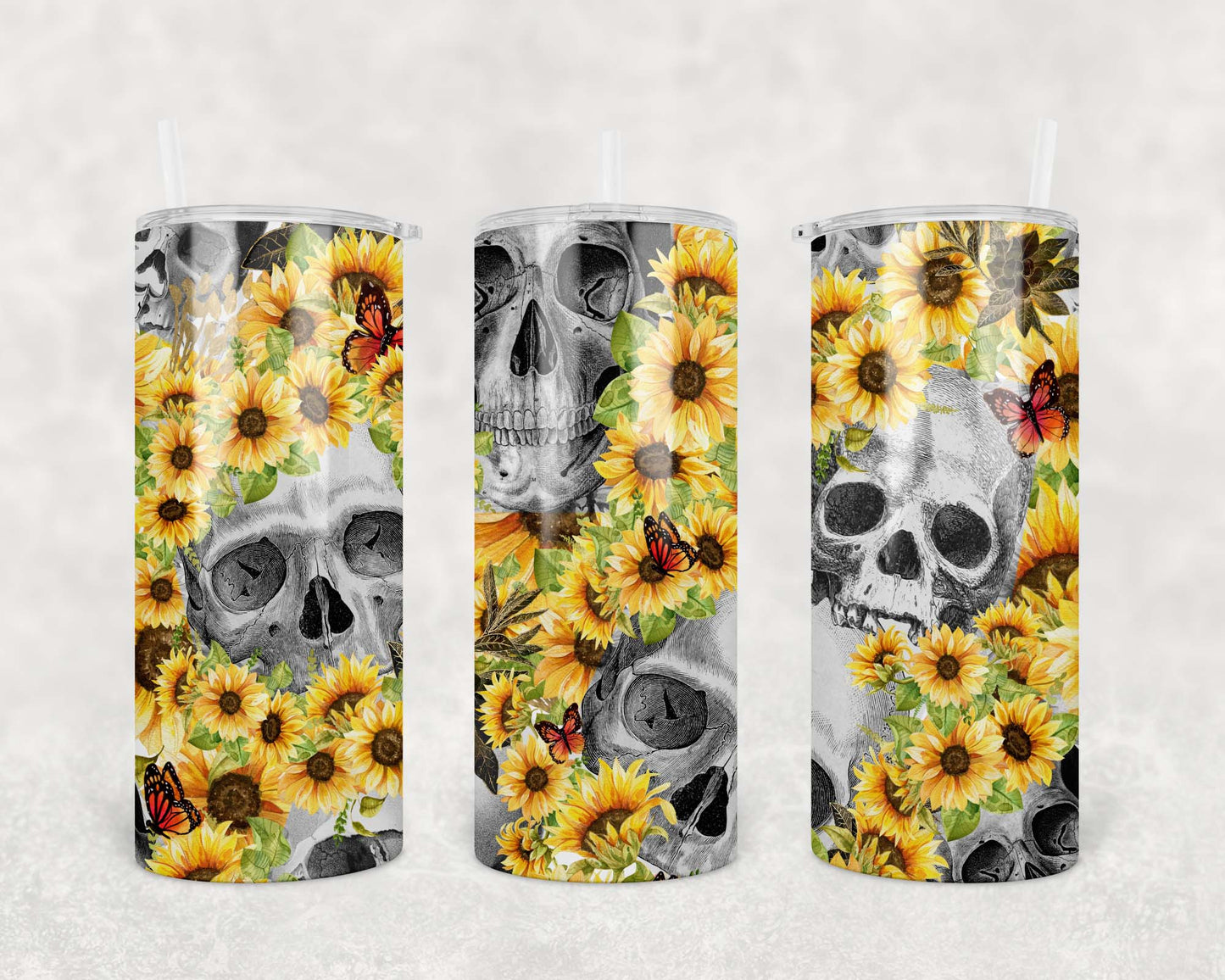 Sunflower Skull Tumbler 15oz (443mls)