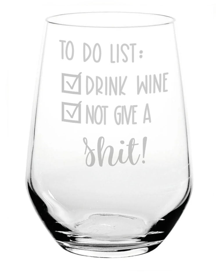 Laser Engraved Funny Stemless Wine Glass with Gift Box