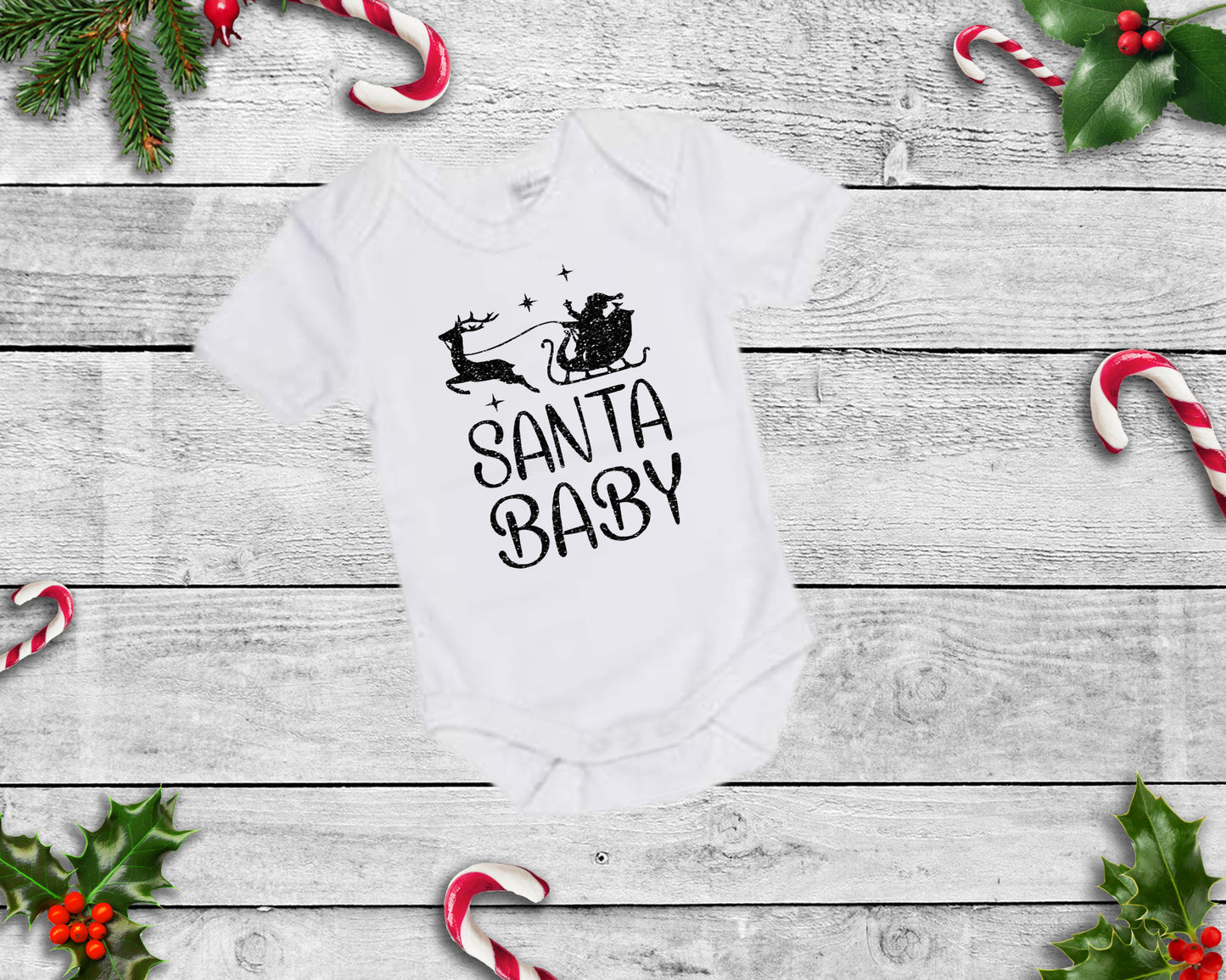 Santa Baby - White Short Sleeve Christmas Onesie