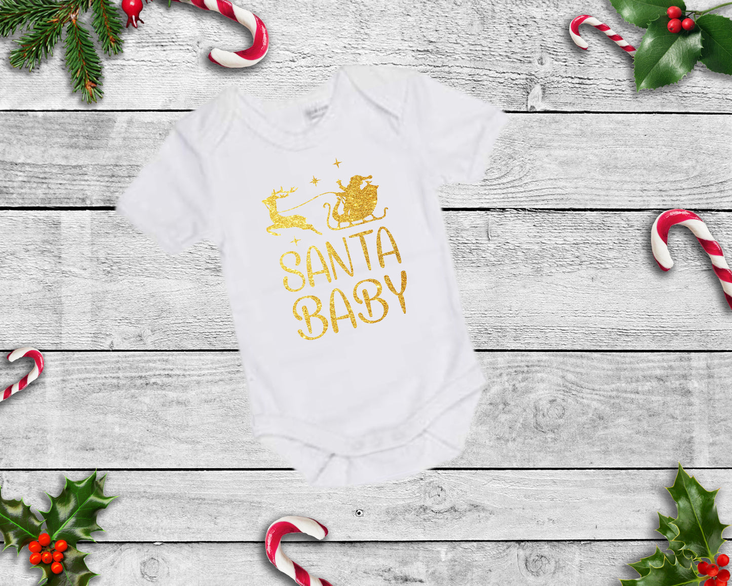 Santa Baby - White Short Sleeve Christmas Onesie