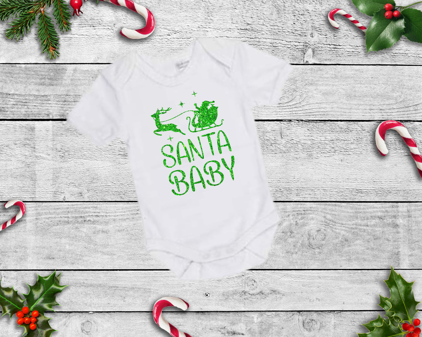 Santa Baby - White Short Sleeve Christmas Onesie