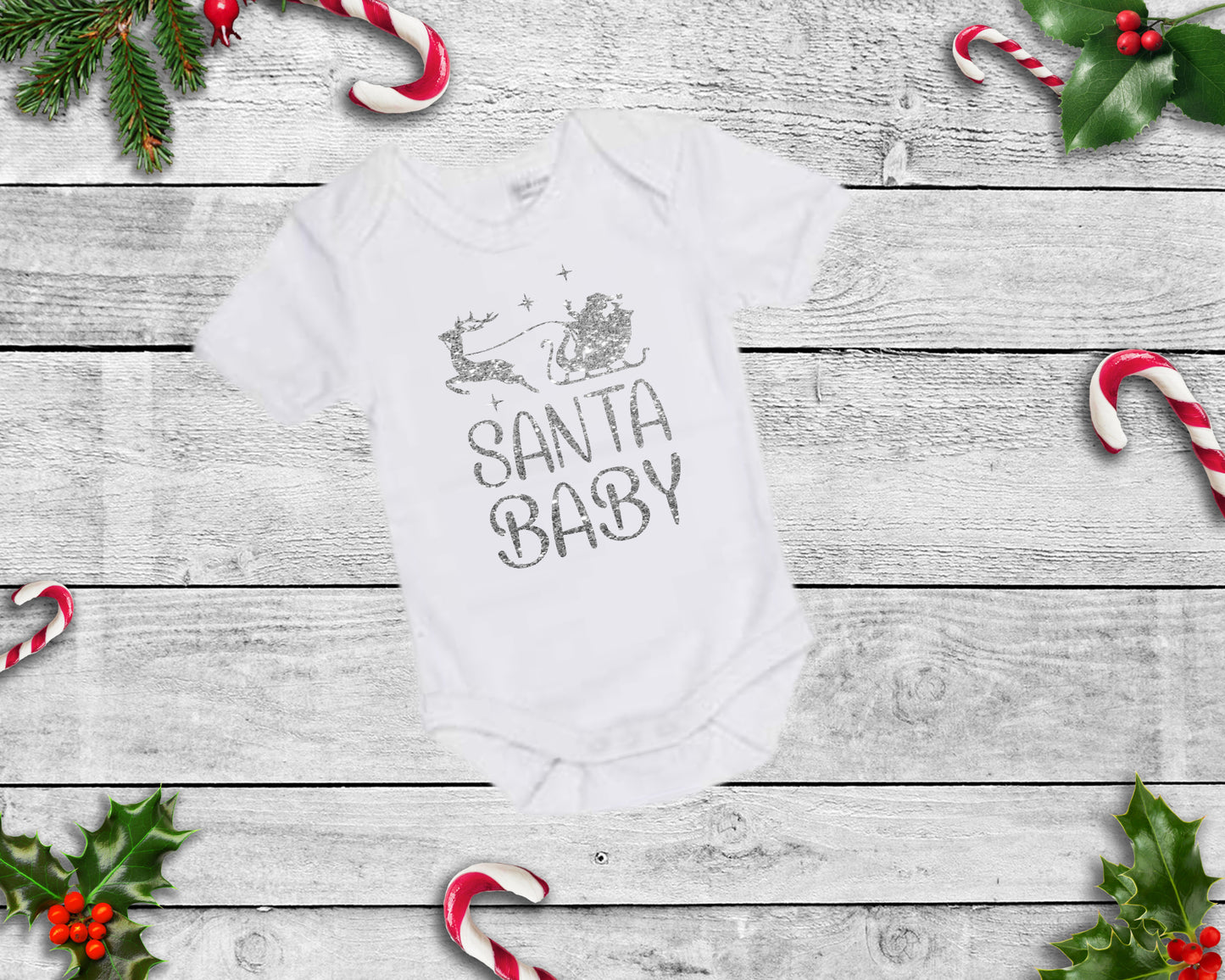 Santa Baby - White Short Sleeve Christmas Onesie