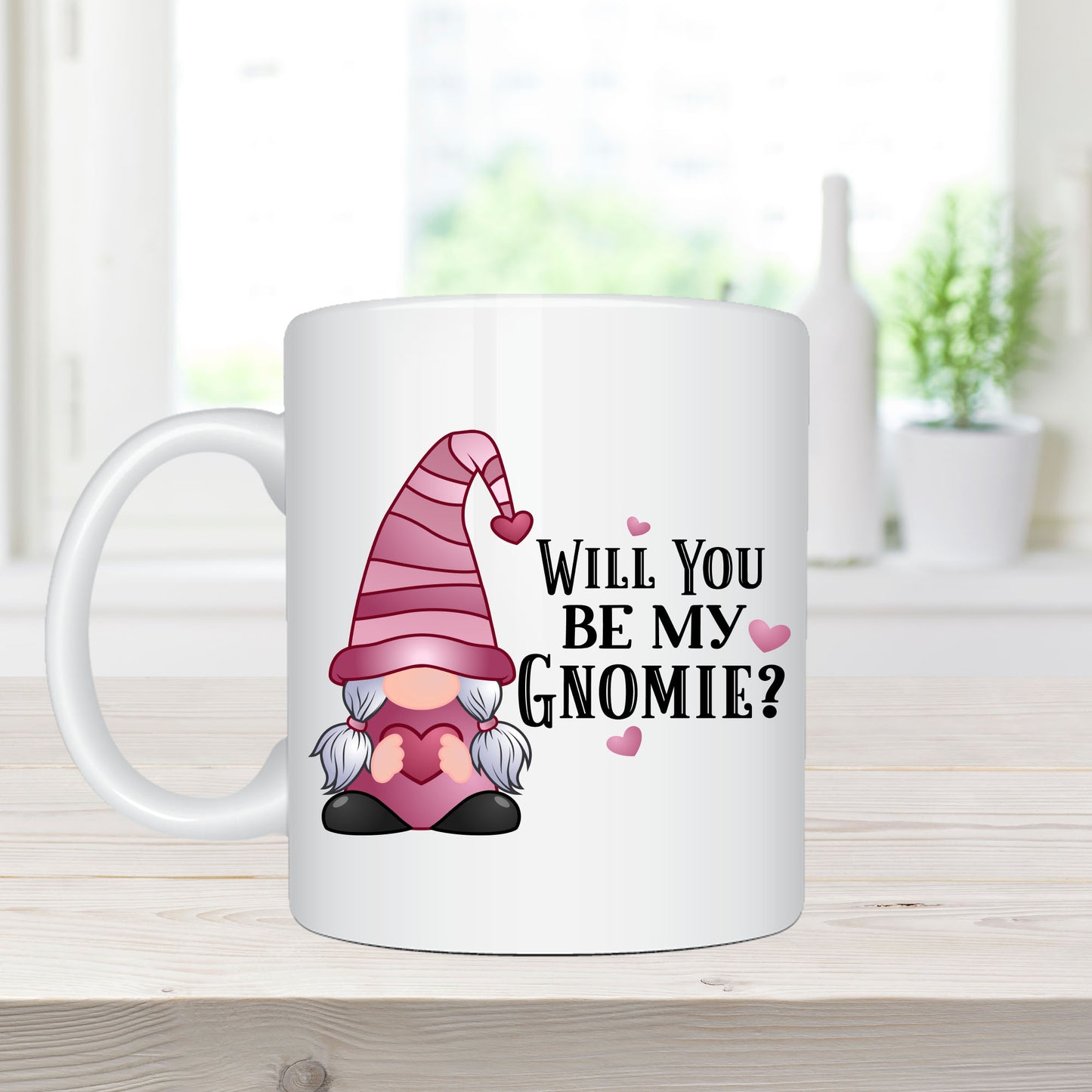 Will You Be My Gnomie? - Girl Gnome - Ceramic Coffee Mug