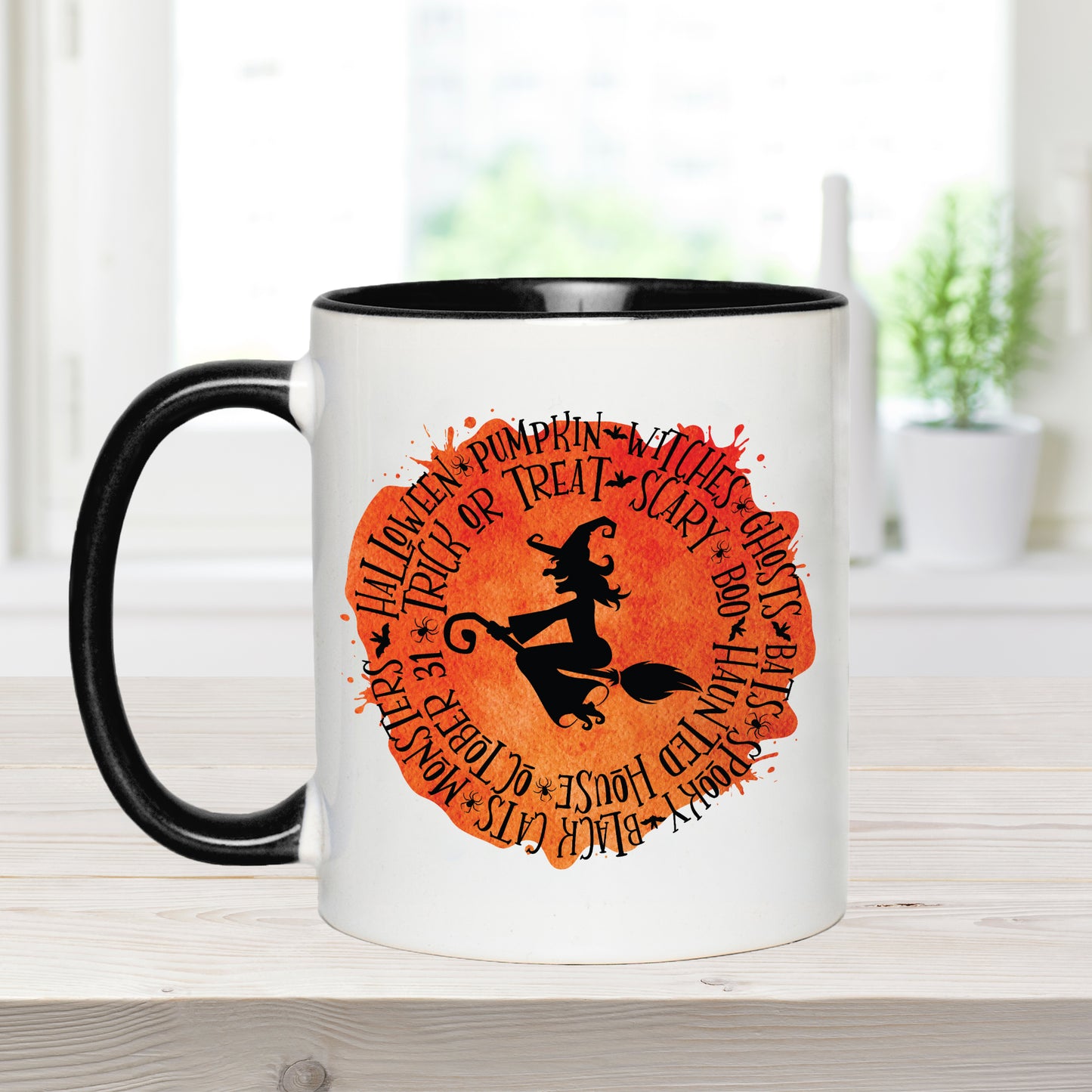 Witch on Broomstick Halloween Coffee Mug