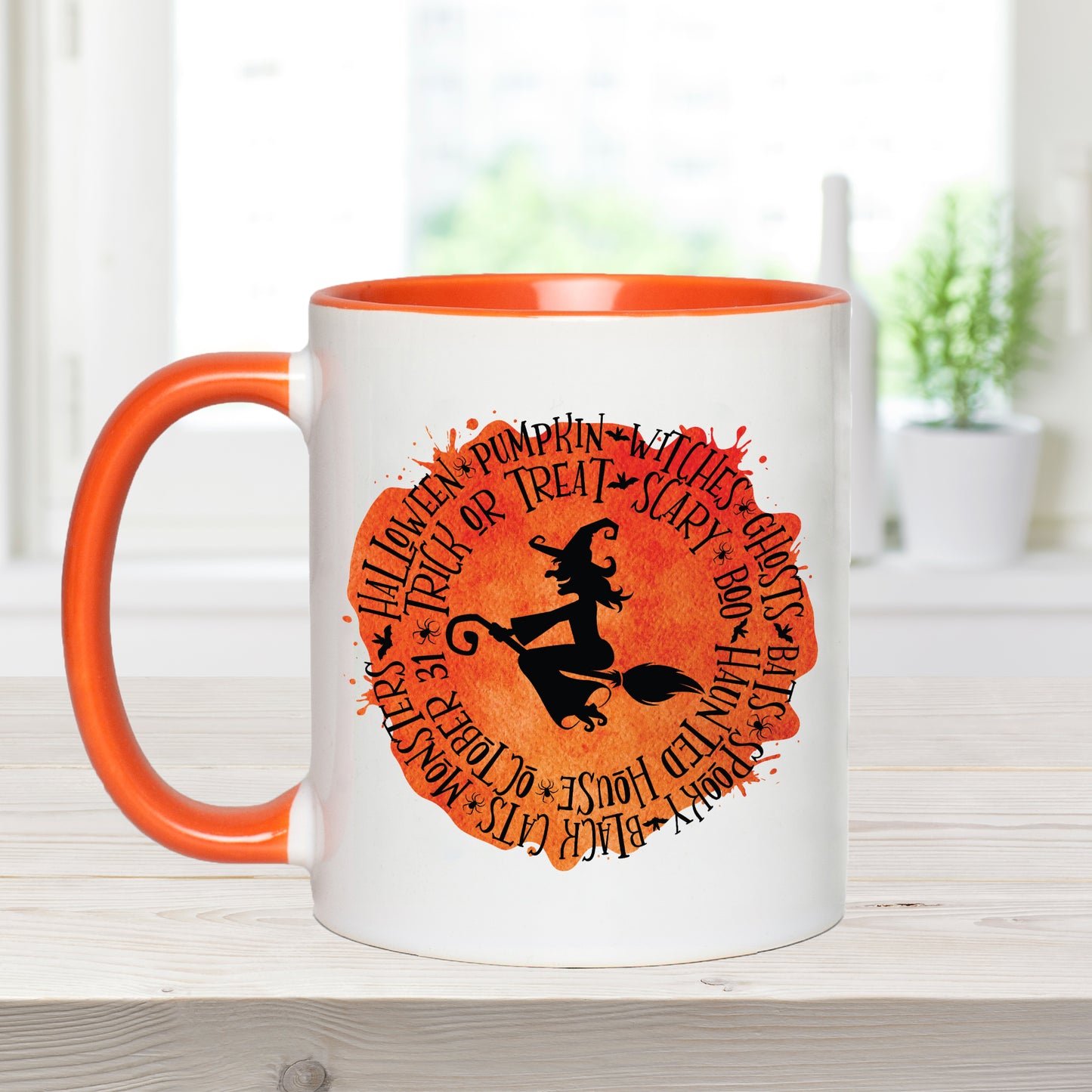 Witch on Broomstick Halloween Coffee Mug